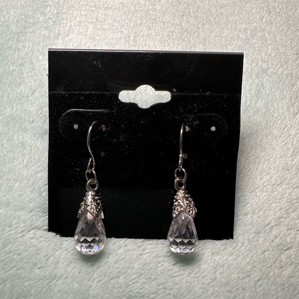 Clear Stone with Silver Drop Earrings
